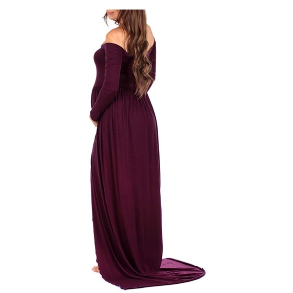 Designarche Wine Tule Long Maternity Photoshoot Gown main image 1